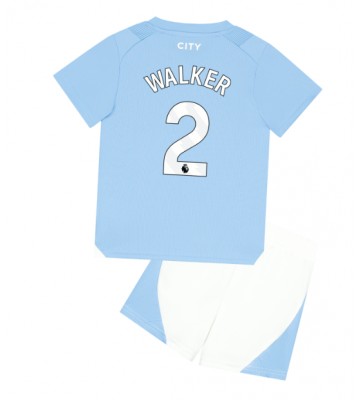 Manchester City Kyle Walker #2 Hemmaställ Barn 2023-24 Kortärmad (+ Korta byxor)